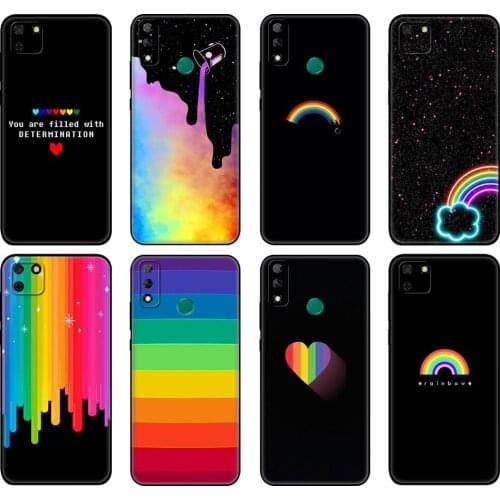 Black tpu Case For Huawei Y9S Y6S Y8S Y5P Y7P Y8P Case For Huawei Y5 lite Prime 2018 Y6 2019 Cover Rainbow art DIY