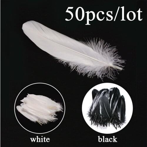 50pcs Black Or White Goose Feather Home DIY Decoration Cosplay Costume Clothing Material Natural Feathers Feather Fan Material