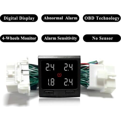 Digital Real Time Tire Pressure Monitoring System Switch OBD TPMS Embedded Monitor TPMS No Sensor For Toyota Camry 2018 2019