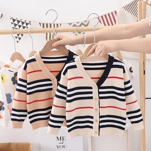 College style kids jacket Girls Autumn Sweater striped Coat Children Clothes Baby winter Knitted coat for Boy girl School wear