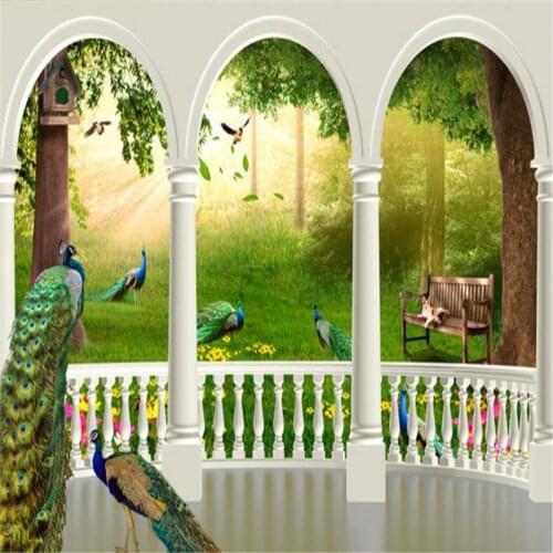 Beibehang Custom Photo Wallpaper Mural Stick Magic 3d Forest Peacock Bird Nest Palace Garden TV Wall Background papel de parede
