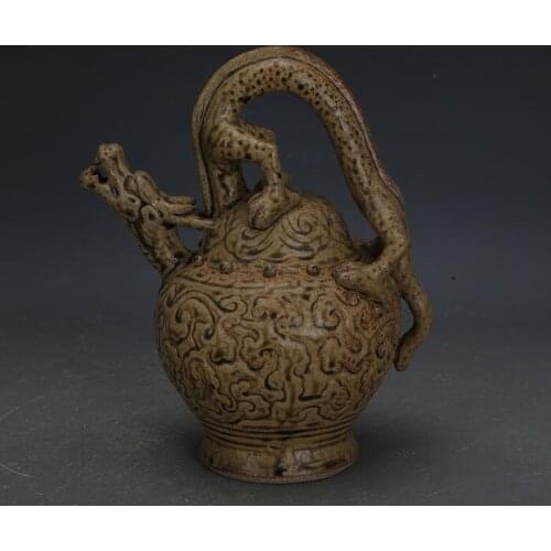 Song Dynasty Yue Kiln Chinese Celadon-Glazed Dragon-Patterned Quaint Backflow Pot