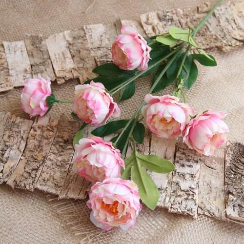 5pcs/lot Artificial 7 Heads Peony Silk Flowers Bouquet Fake Plants for Home Decoration Wedding Flower Wall Garden Peony