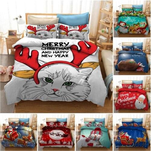 Duvet Cover Pillowcase Bedding Sets Christmas Santa Claus Quilt Cover Twin Full Queen King Sizes Kids Childrens Gifts Home Decor
