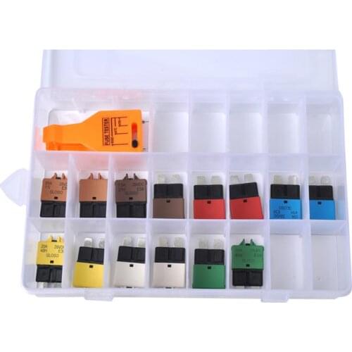 15 PCS/Set Medium Sized Car Fuses Kit with Fuse Tester for Manual Reset Circuit Breaker