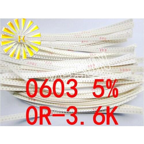 50valuesX50pcs=2500pcs 0603 SMD Resistor Kit Assorted Kit 0R-3.6K ohm 5% Sample Kit Sample bag Fuse