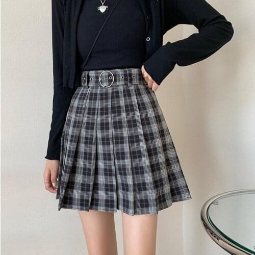 Gothic Streetwear High Waist Fashion Short Skirt Goth Skirt Plaid Pleated Mini Skirts Harajuku Grunge Winter Autumn Women Skirts