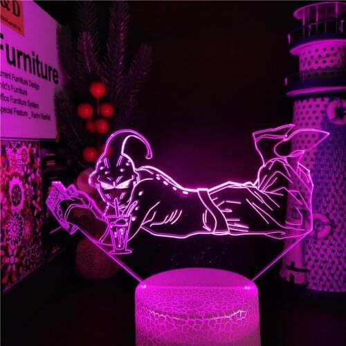 Dragon Ball Super Buu Drinking 3D ANIME LAMP Dragon Ball Z Majin Buu Led Nightlights 7 Color Changing lampara For Xmas Gift