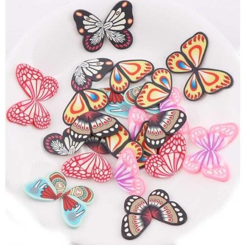 20pc Cute Mix Polymer Mini Clay Butterfly Home Tree Decor DIY Decoration Ornament Plant For New Year Xmas Party Kids Gift