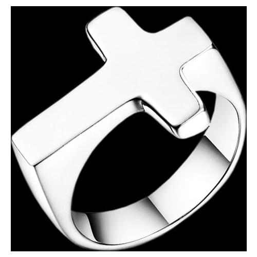 Fashion Cross Shaped Ring in Stainless Steel with Black Golden Male Classic Ring Wedding Engagement Jewelry Wedding Bands 043