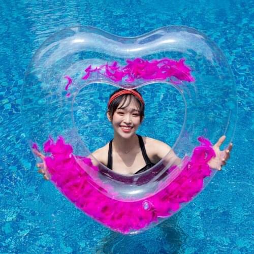 Inflatable pool float Beach Swim Circle Float intex Gonfiabili Water Pool Party Inflatable Swimming Ring Heart Feather Sequins
