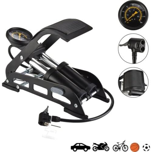 Dual-Cylinder Foot Pump 140PSI Portable Floor Bike Pump with Accurate Pressure Gauge & Smart Valves