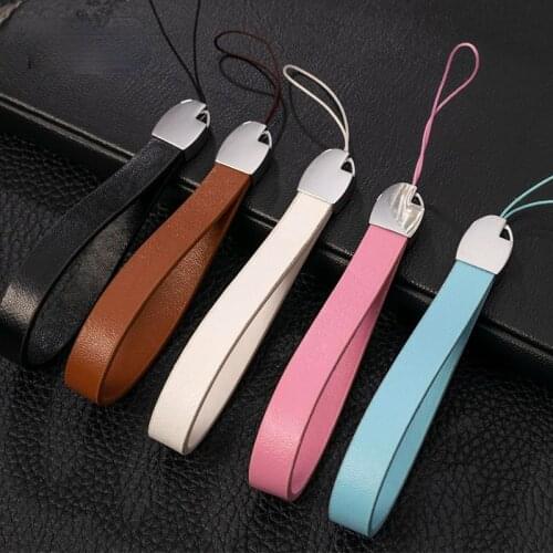 New Product Diy Jewelry Accessories Color PU Leather Mobile Phone Rope Lanyard Universal Sling Short Wrist Rope Leather