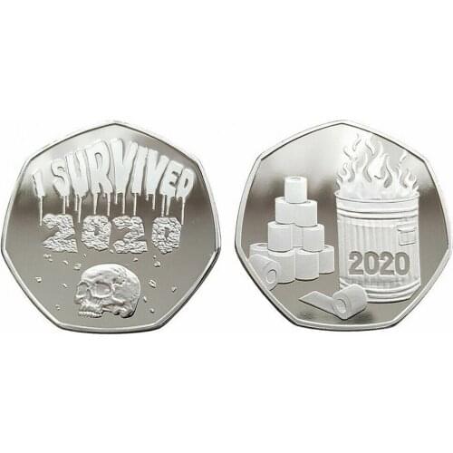 I Survived 2020 Craft Commemorative Coins English Letters Souvenir Non-currency Coins Medals Collectible Gift Home Decoration