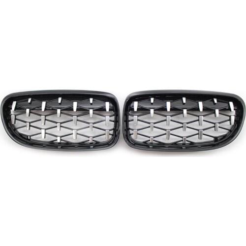 Front Glossy Black Grille & Chrome Diamond Meteor Grill Fits BMW E90 09-11 10