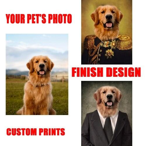 Personalized Custom Pet In Suit Pictures Canvas Painting Retro Style Animals Creative Posters And Prints Wall Art Painting Gift