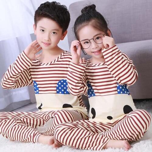 Boys Girls Pajamas Set Kids Cotton Long Sleeve Tops+Pant 2 PCS Sleepwear Suits Spring Autumn Children Clothing Nightwear Costume