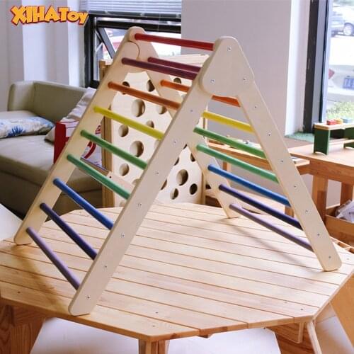 Rainbow Pikler Climbing Ladder Wooden Frame For Children Playground Triangle Indoor Toy Climbing Colorful Big Size 2pcs