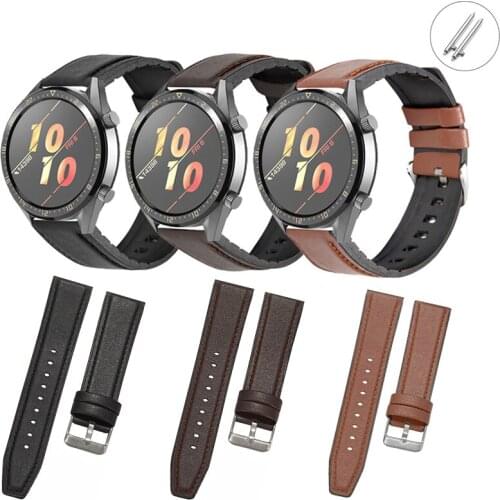 22mm Leather Watch Band for Huawei GT2 Pro Silicone Watch Strap Replacements Honor Magic Watch2 46mm Mens Strap
