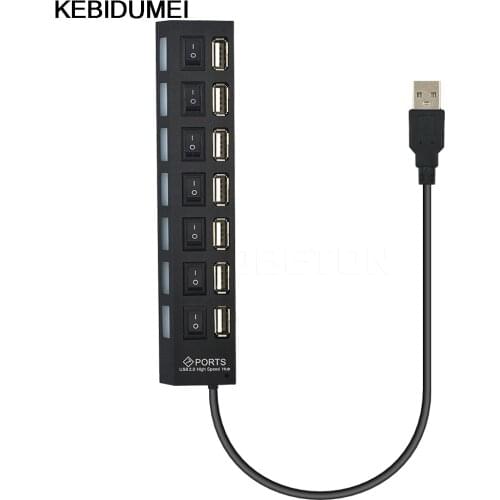 USB Wall Socket Plug Charger 2.0 HUB High Speed Power Cable LED Light Indicator ON/OFF Sharing Switch Adapter PC Desktop Laptop