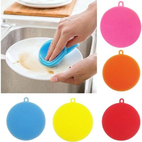 Silicone Round Bowl Pan Pot Cleaning Washing Brush Scrubber Home Kitchen Tool