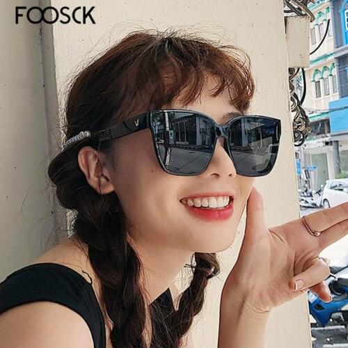 FOOSCK Sexy Fashion Oversized Square Sunglasses Women Summer Style Big Size Frame Mirror Sun Glasses Female Oculos UV400