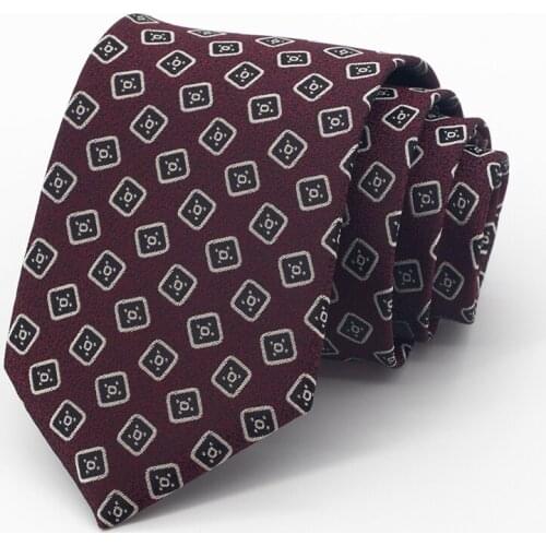 Dark Red 8CM Tie for Men Mariage Business Dresses Office Gentleman Necktie High Quality Fashion Cravate Wedding Gifts (Box)