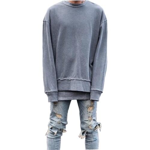 2017 NEW Solid Cotton Round Collar pullover Men sweatshirts Hip Hop Street wear Hoodies Sweatshirts Loose Simple clothes