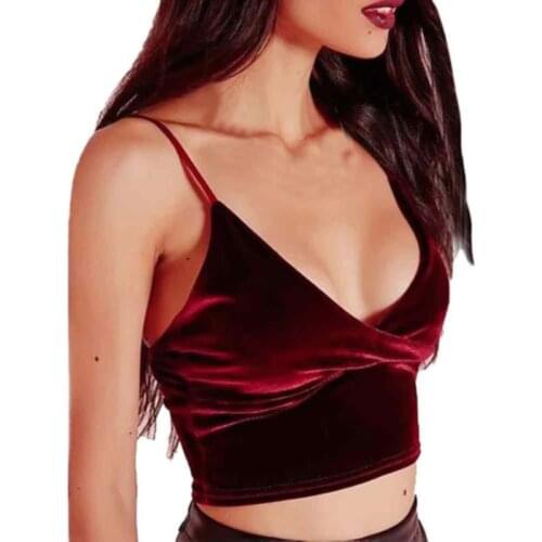 Women Sexy Deep V Tank Crop Fashionable Flannel Camisole Ladies Sleeveless Slim Tops Summer Exposed Navel Wrapped Chest Cami