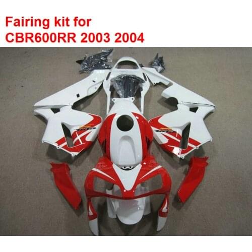 Body Kit For HONDA CBR600RR 03 2003 ( White & Red ) High Quality Injection Molded Fairing Kit HX56