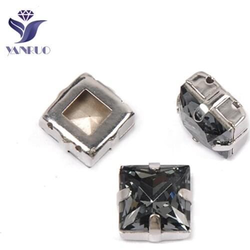 YANRUO 4447 All Sizes Black Diamond Princess Square Crystal Rhinestones With Claw Setting Point Back Strass Jewelry Crafts