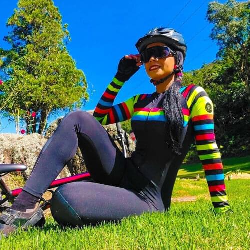 Womens Triathlon Little Monkey Tight Cycling Jumpsuit Long Sleeve Trousers Bicycle Jersey Sets Riding Running Skinsuit MTB Suit