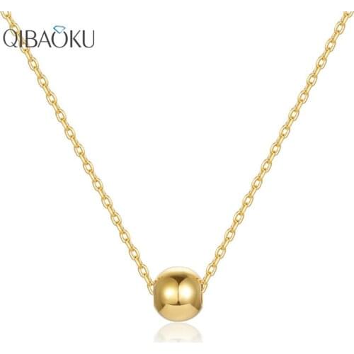 925 Sterling Silver Necklace Small Beaded Necklace for Women Gold Color 45CM Simple Sweet Chain Jewelry