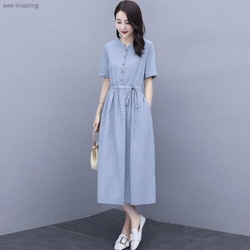 2021 Summer New Temperament Fashion Thin Dress Women Loose and Versatile Drawstring Waist Covering Belly Slim Skirt