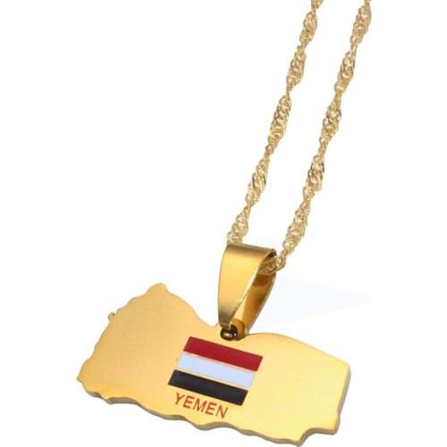 Zkd Yemen map Yemen flag stainless steel pendant necklace