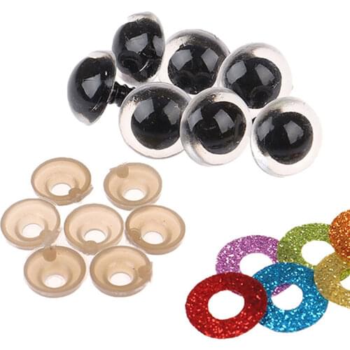 10pcs 20mm Toys eyes Stuffed Toys Glitter Safety Eyes Nonwovens Hard Washer Clear Plush Doll Round Plastic Safety Eyes