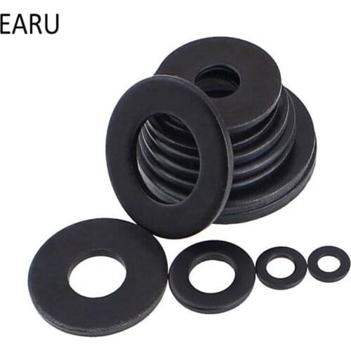 100pcs M2 M2.5 M3 M4 Black Carbon Steel Flat Washer Plain Wash Insulation Gasket Metal Gasket Screw Gasket