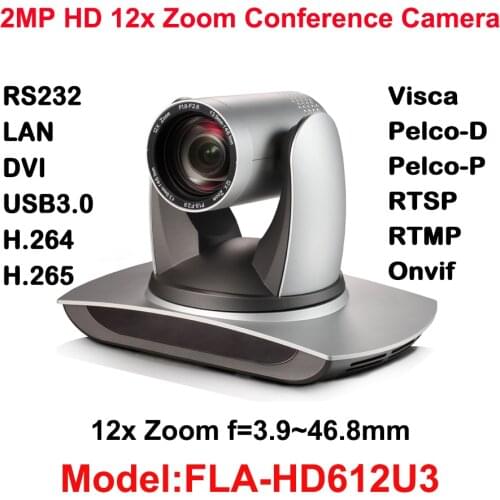 1080p60fps Wide Angle 12x Optical Zoom HD USB 3.0 PTZ Video Camera with DVI and IP Interface