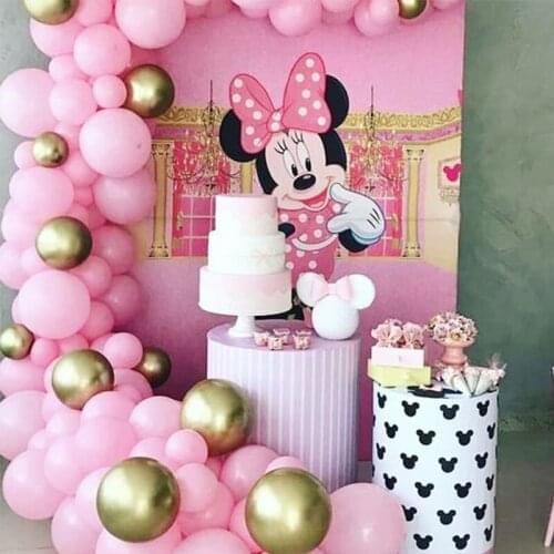 120pcs Minnie Mouse Party Pink Balloon Decoration Gold Ballon Arch Garland Assorted Colorful Balloons Girl Birtday Party Decor