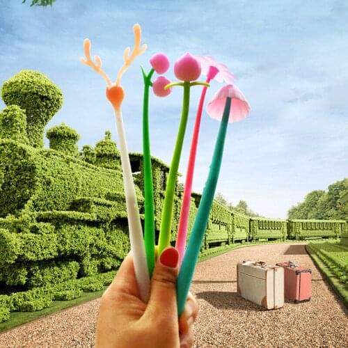 24 pcs Creative peach sun flower cherry gel pen kawaii school supplies material escolar criativo pens for school