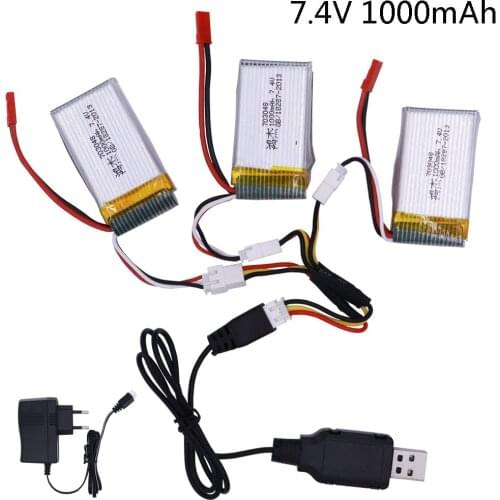 7.4V 1000mah 25C Lipo Battery and 7.4v Charger For MJXRC X600 U829A U829X F46 X601H JXD391 FT007 2s Lipo Battery 703048 parts