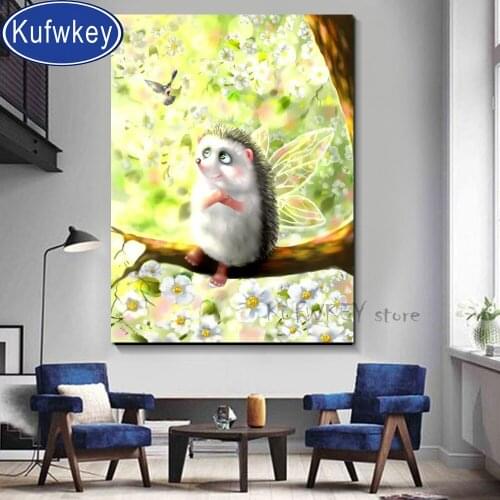 Hedgehog diamond mosaic 100% square cross stitch diamond painting cartoon cute animal diamond embroidery full round drill gift