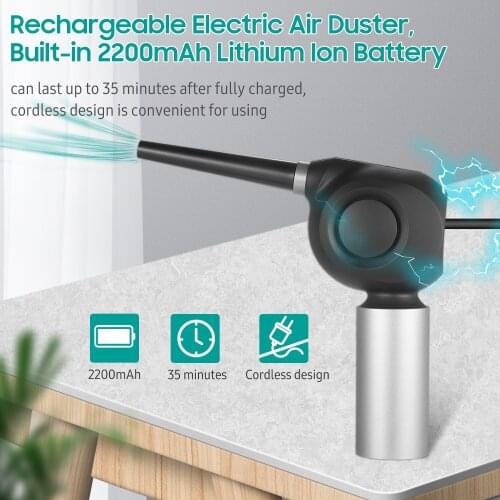 Cordless Electric Air Duster Power 36000RPM 50W Rechargeable Dust Blower Dust Remover Dust Cleaner for Cleaning Computer Host