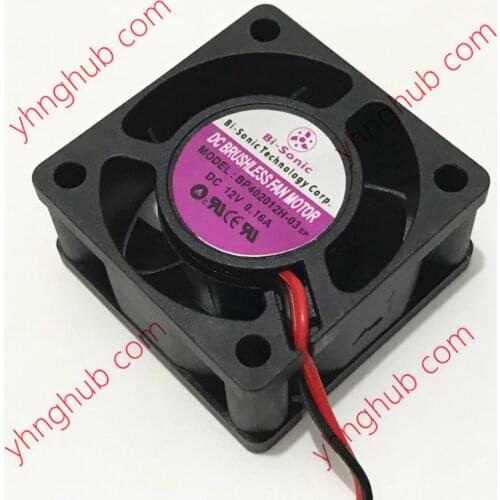 Bi-Sonic BP402012H-03 DC 12V 0.16A 40x40x20mm 2-Wire Server Cooling Fan