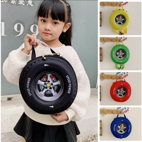 Cartoon Car Tyre Children Backpack Casual Kids Backpack Cartoon Nylon Car Tyre Shaped Travel Shoulder School Bags New