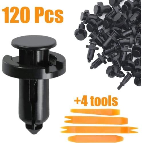 For Honda and Acura Fastener Rivet Clips Bumper Retainer Fender Clips Auto Body 2/5in(10mm) Hole 120 Pcs & 4 Pcs Remover Tools