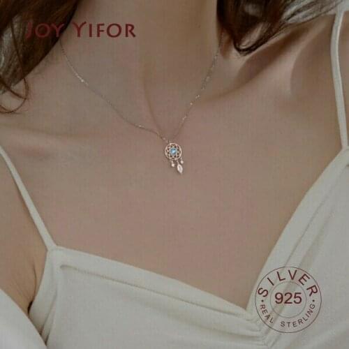 Dreamcather moonstone Necklace Pendant New Sale 100% 925 Sterling Silver Round Jewelry For Women & Girls Party Gift
