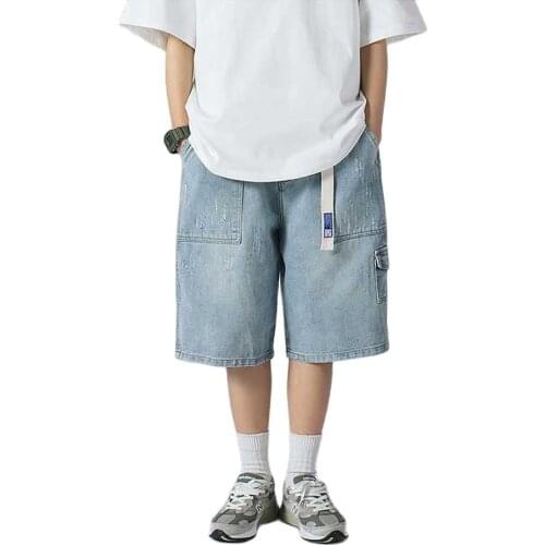 New Fashion Denim Shorts Men and Women Casual Cargo Short Straight Loose Fit Baggy Beachshorts Streetwear Harem Short Jeans