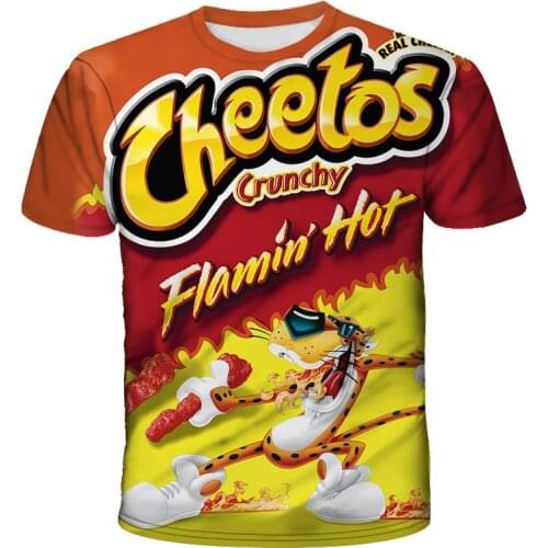 Oversized t shirt for Men/Women 2021 New Hip Hop Fashion 3d cheetos fast food loose clothing Unisex Summer Tops Tees delicious