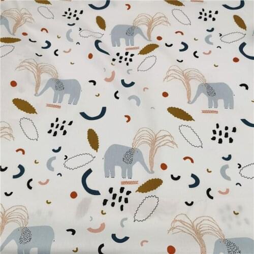 Cartoon Childlike Elephant Cotton Twill Cloth Cotton Childrens Baby Bedding Home Clothing Quilt Fabric Width 160cm 1Yard